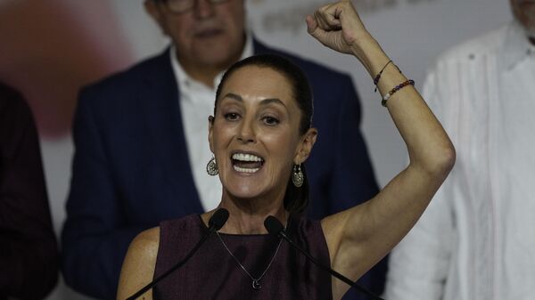 Claudia Sheinbaum speaks after being elected to be the MORENA party candidate for the upcoming national presidential elections, during an event in Mexico City, Wednesday, Sept. 6, 2023. - Sputnik International