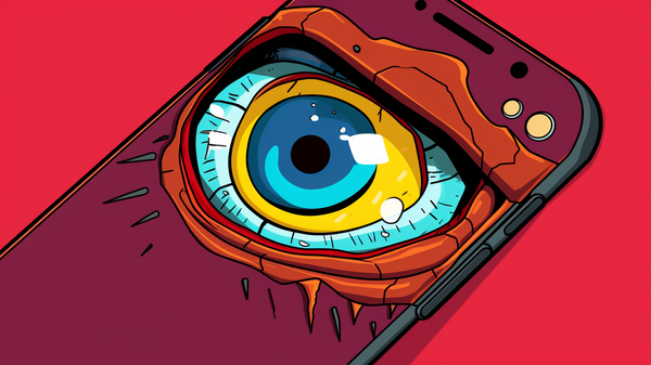 An Ai Generated image of a Cellphone with an eye, created by Midjourney v5, September 25, 2023 - Sputnik International