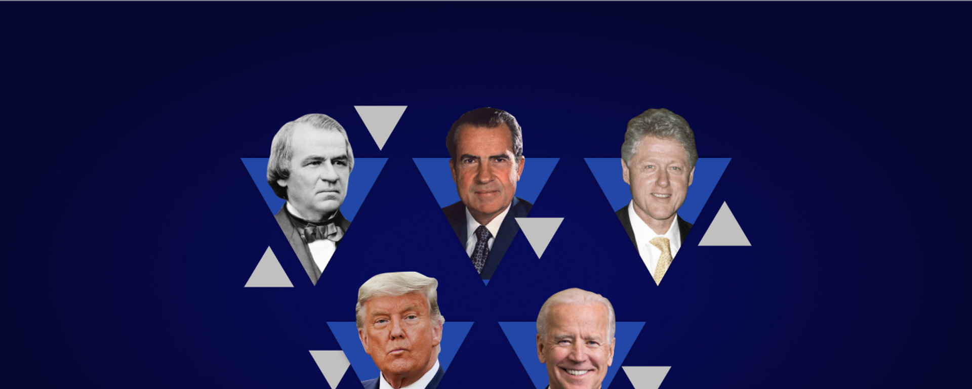 Five US Presidents have been impeached or threatened with impeachment charges. From left to right: Andrew Johnson, Donald Trump, Richard Nixon, Joe Biden, and Bill Clinton - Sputnik International, 1920, 29.09.2023