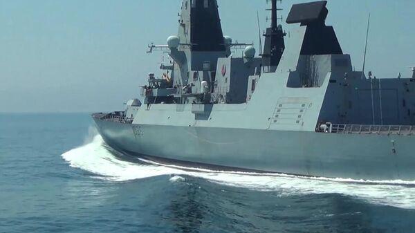 A screenshot of the UK navy's Defender destroyer in the Black Sea.  - Sputnik International