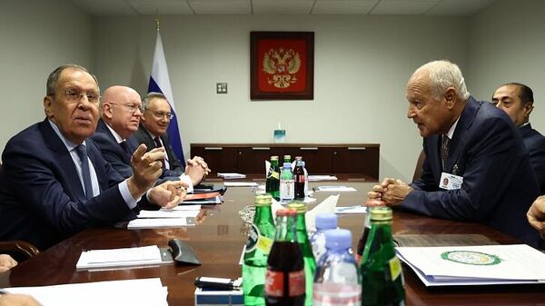 Sergey Lavrov holds talks with Arab League Secretary General Ahmed Aboul Gheit - Sputnik International
