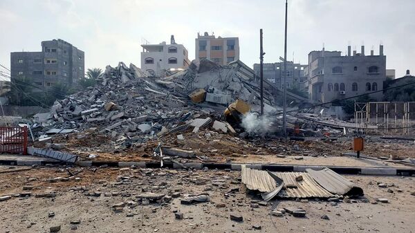 The debris in Gaza Strip after Israeli air strike.  - Sputnik International