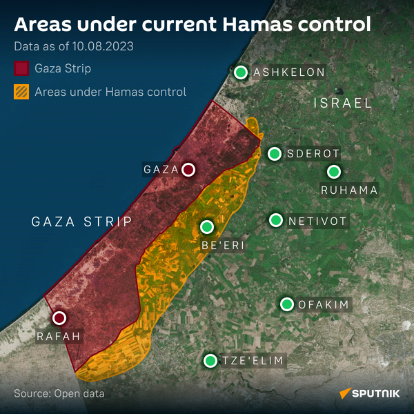 Israeli-Hamas Conflict: area controlled by Hamas as of October 8, 2023 - Sputnik International