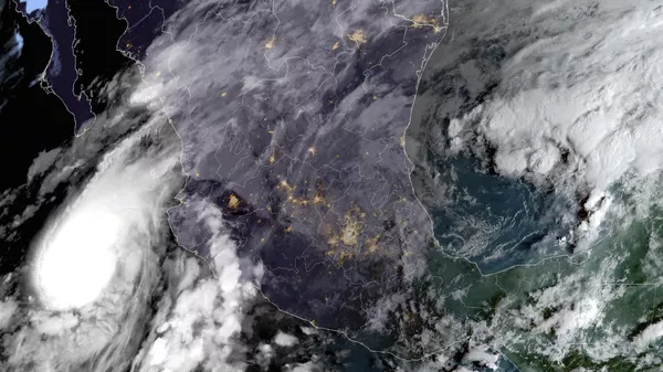 This satellite image provided by NOAA at 8am E.T. on Tuesday, Oct. 10, 2023 shows Hurricane Lidia in the Pacific Ocean approaching Puerto Vallarta, Mexico. - Sputnik International