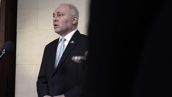 Majority Leader Steve Scalise, R-La., speaks to reporters after a closed-door meeting of House Republicans during which he was nominated as their candidate for Speaker of the House, on Capitol Hill, Wednesday, Oct. 11, 2023 in Washington.  - Sputnik International