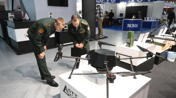 The Strekoza drone is on display at a Moscow expo. File photo - Sputnik International