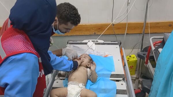 A missile strike at al-Ahli Arab hospital in Gaza - Sputnik International