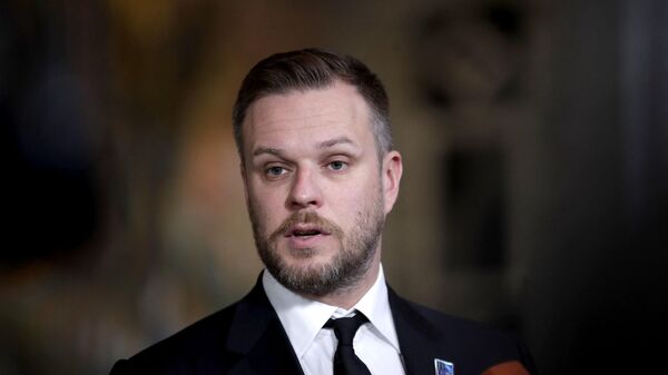 Lithuania's Foreign Minister Gabrielius Landsbergis gives a doorstep statement during an informal meeting of NATO Foreign Affairs Ministers at The Oslo City Hall in Oslo, Norway on June 1, 2023. - Sputnik International