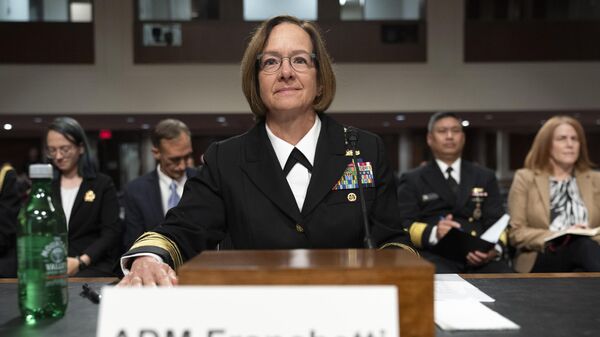Navy Adm. Lisa Franchetti takes her seat to attend a Senate Armed Services Committee hearing on her nomination for reappointment to the grade of admiral and to be Chief of Naval Operations, Thursday, Sept. 14, 2023. - Sputnik International
