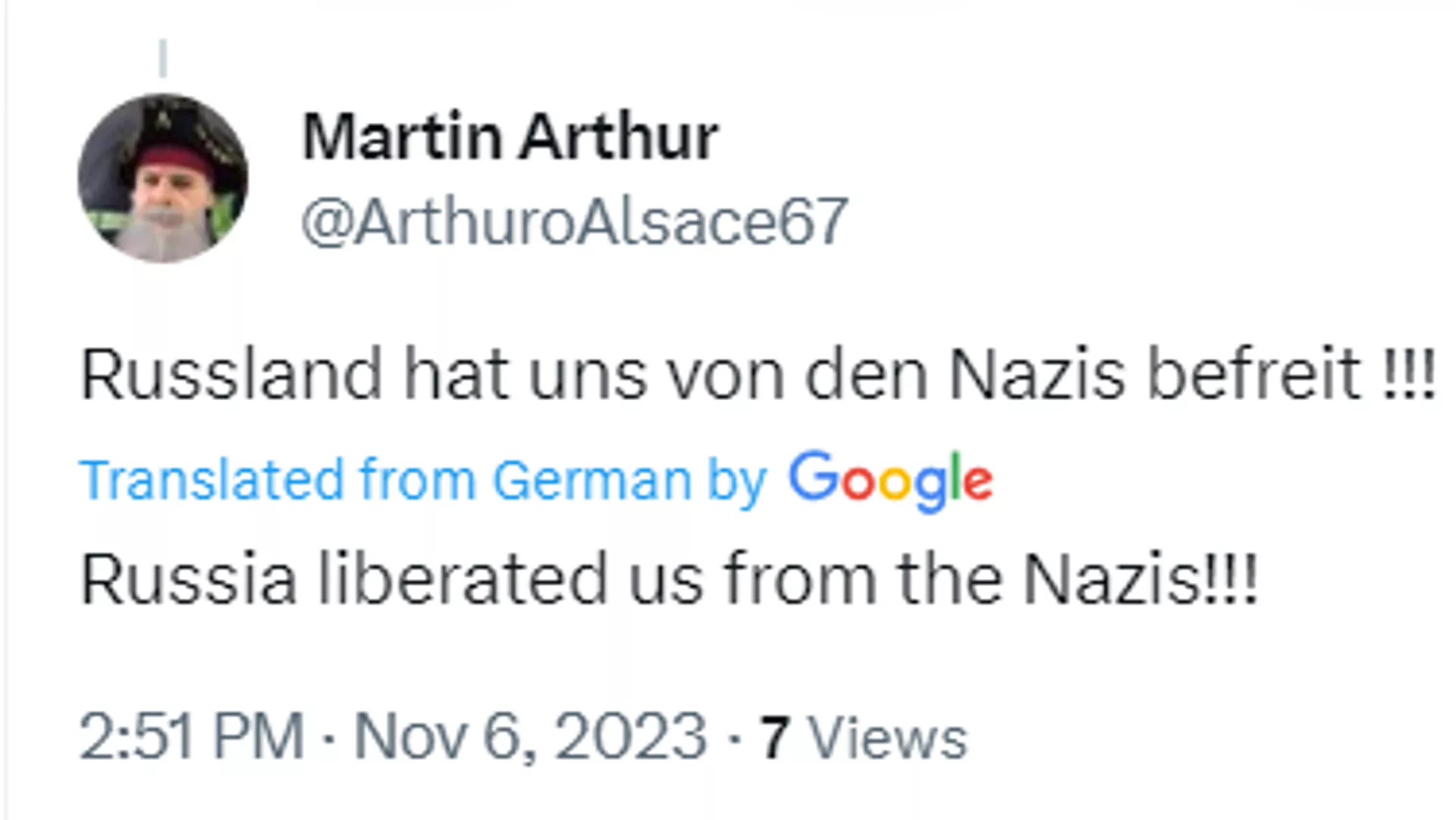 Screenshot of X post. - Sputnik International, 1920, 07.11.2023