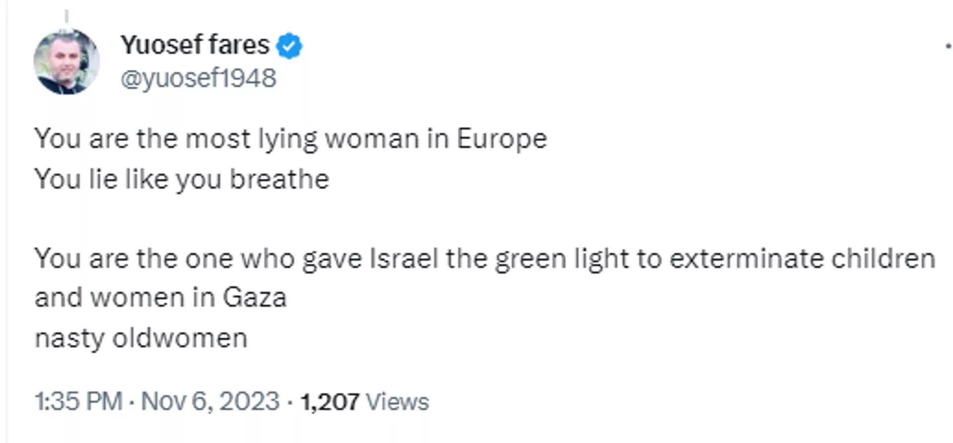 Screenshot of X post. - Sputnik International, 1920, 07.11.2023