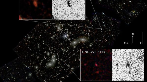 The second- and fourth-most distant galaxies ever seen (UNCOVER z-13 and UNCOVER z-12) have been confirmed using the James Webb Space Telescope’s Near-Infrared Camera (NIRCam). - Sputnik International
