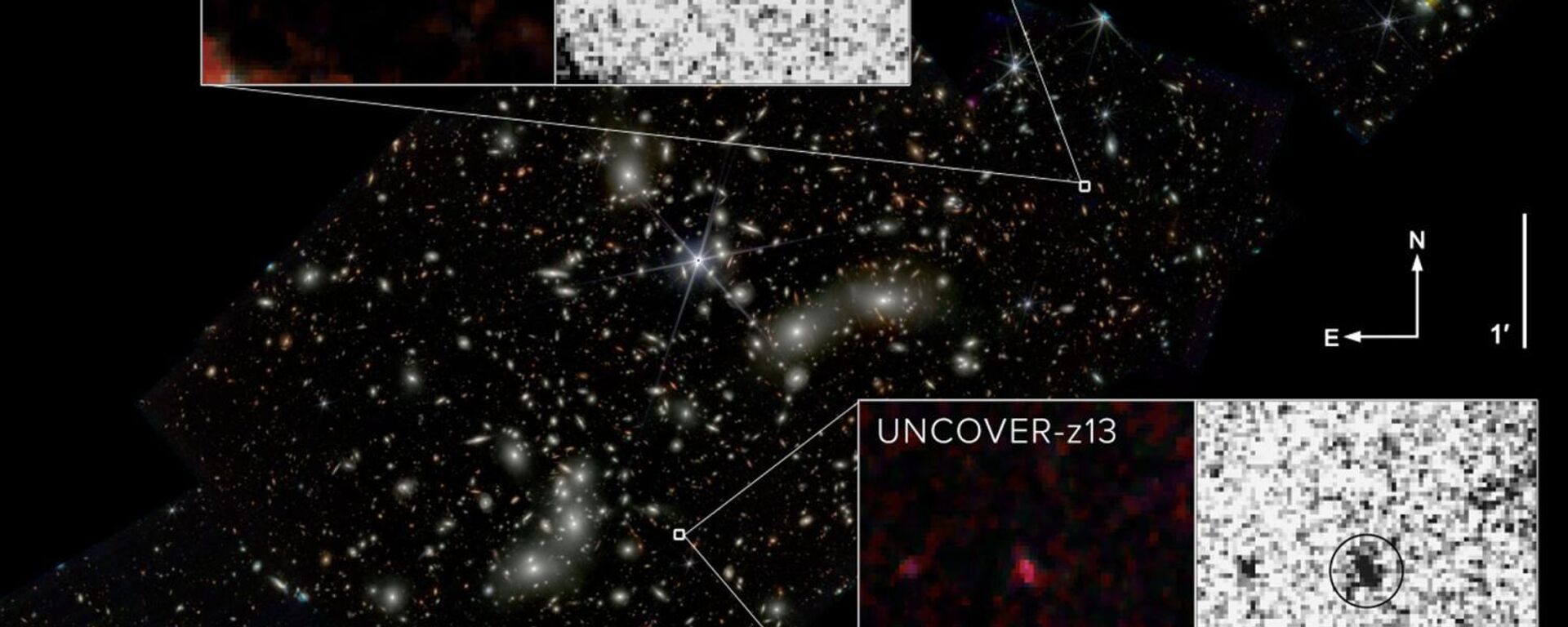 The second- and fourth-most distant galaxies ever seen (UNCOVER z-13 and UNCOVER z-12) have been confirmed using the James Webb Space Telescope’s Near-Infrared Camera (NIRCam). - Sputnik International, 1920, 14.11.2023
