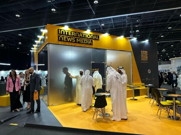Sputnik&#x27;s exhibition stand at the Global Media Congress 2023 in Abu Dhabi, UAE. - Sputnik International