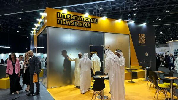 Sputnik's exhibition stand at the Global Media Congress 2023 in Abu Dhabi, UAE - Sputnik International
