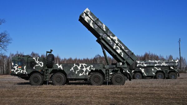 Polonez MLRS battery takes part in joint Russian-Belarusian drills in Gomel, February 2022. - Sputnik International