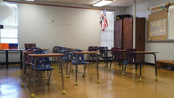 An empty classroom at the Utopia Independent School on May 26, 2022 in Utopia, Texas - Sputnik International