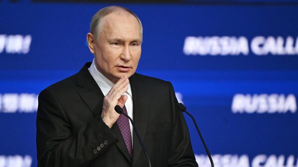 Russian president Vladimir Putin at the Russia Calling! investment and business forum. December 7, 2023. - Sputnik International