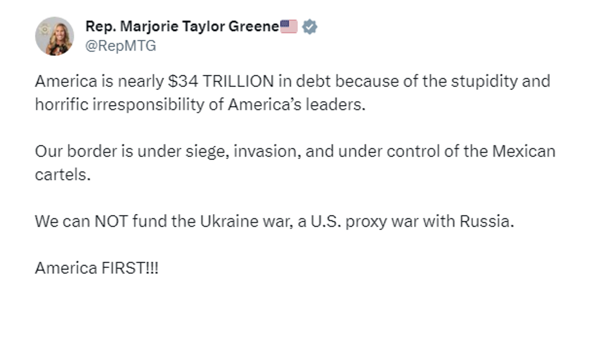 US Republican House Representative Marjorie Taylor Greene  Tweet  - Sputnik International, 1920, 11.12.2023