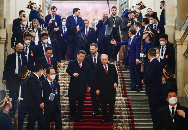 Moscow hosted widely successful Putin-Xi talks, following which the two leaders issued a joint statement on strengthening the comprehensive partnership and strategic interaction, thus marking a new era of the bilateral relations. (Russian President Vladimir Putin and Chinese leader Xi Jinping after the end of the Russian-Chinese talks in Moscow). - Sputnik International