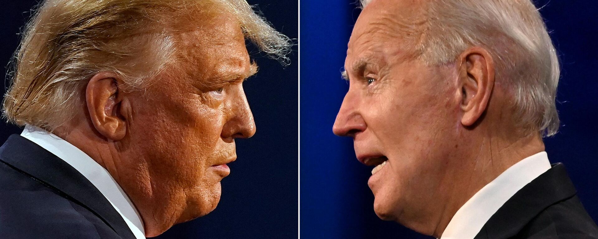 This combination of pictures created on October 22, 2020 shows US President Donald Trump (L) and Democratic Presidential candidate and former US Vice President Joe Biden during the final presidential debate at Belmont University in Nashville, Tennessee, on October 22, 2020 - Sputnik International, 1920, 31.12.2023