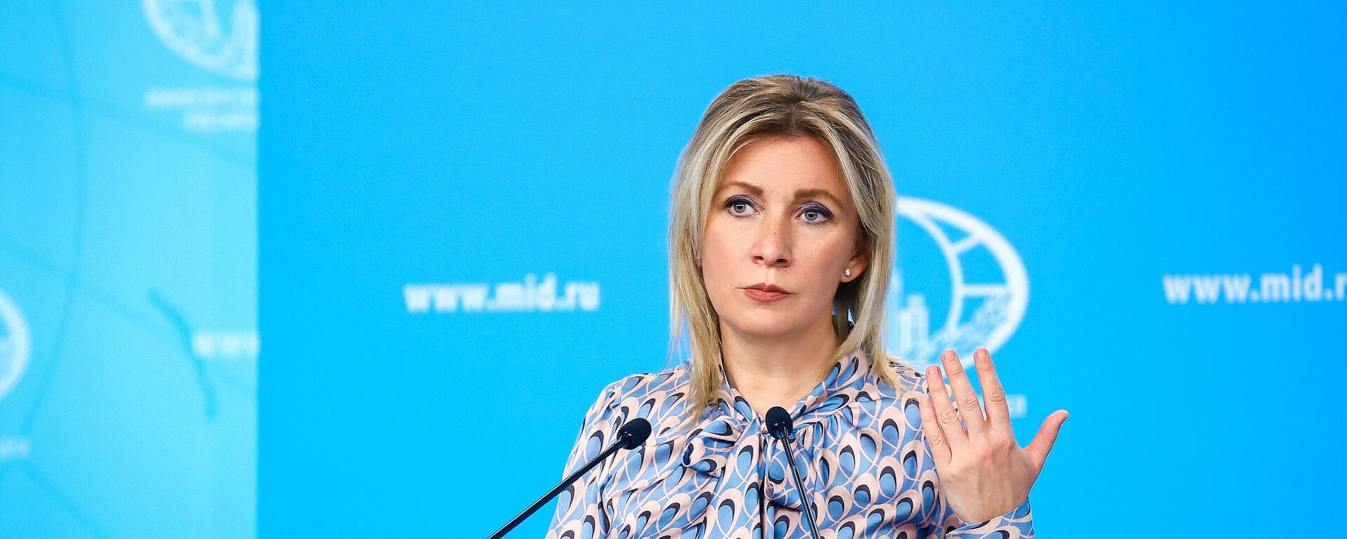 In this handout photo released by the Russian Foreign Ministry, Russian Foreign Ministry’s spokeswoman Maria Zakharova attends her weekly briefing in Moscow, Russia - Sputnik International, 1920, 30.03.2024