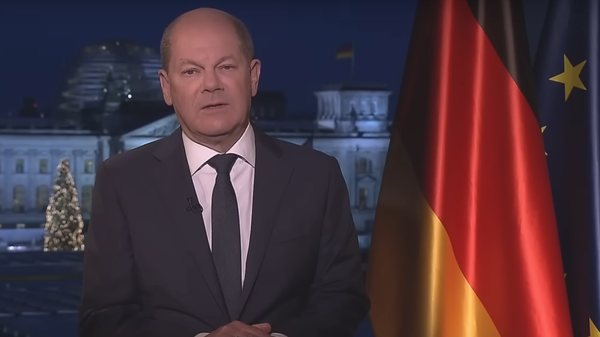 German Chancellor Olaf Scholz gives New Year's speech blaming Russia, Covid, and the crisis in Gaza for Germany's economic troubles. December 31, 2023. - Sputnik International