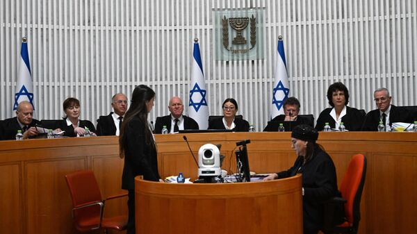 Israeli Supreme Court assembles to hear petitions against the 'reasonableness clause' at the court premises in Jerusalem, on September 12, 2023.  - Sputnik International