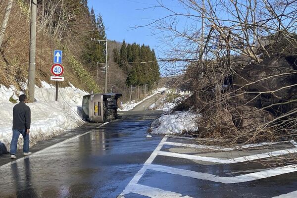 A road affected by a landslide caused by an earthquake is seen near Noto-cho, Ishikawa Prefecture. - Sputnik International