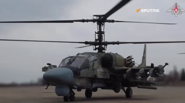 Russian Ka-52M attack helicopter sortie in Ukrainian conflict zone - Sputnik International