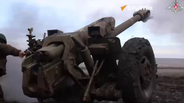 Russian D-30 Howitzer Crews at Work in Ukrainian Conflict - Sputnik International