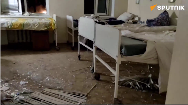 Screenshot showing results of attack by the Ukrainian Armed Forces on hospital No. 6 in Russia's Donetsk on Orthodox Christmas Eve, January 6, 2024. - Sputnik International