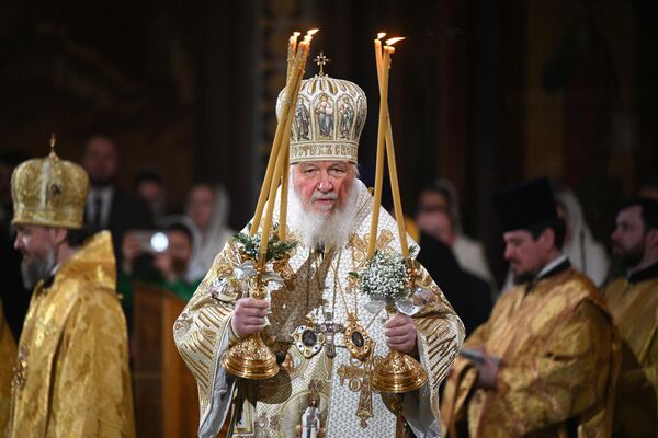 His Holiness Patriarch Kirill of Moscow and All Russia during the Christmas service in the Cathedral of Christ the Savior in Moscow, Russia. - Sputnik International