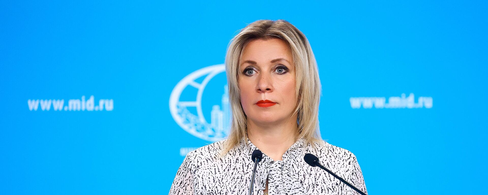 In this handout photo released by the Russian Foreign Ministry, Russian Foreign Ministry’s spokeswoman Maria Zakharova attends her weekly briefing in Moscow, Russia - Sputnik International, 1920, 07.02.2024