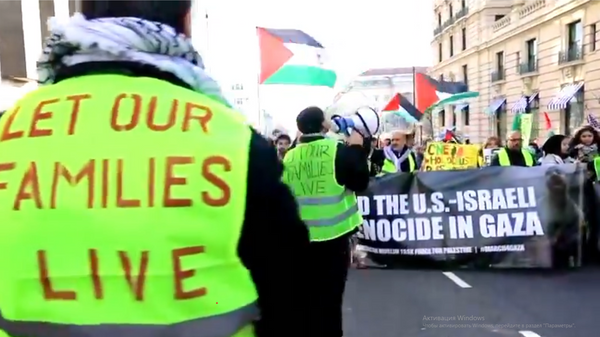 Screenshot of a video of a pro-Palestinian march in Washington, D.C. - Sputnik International