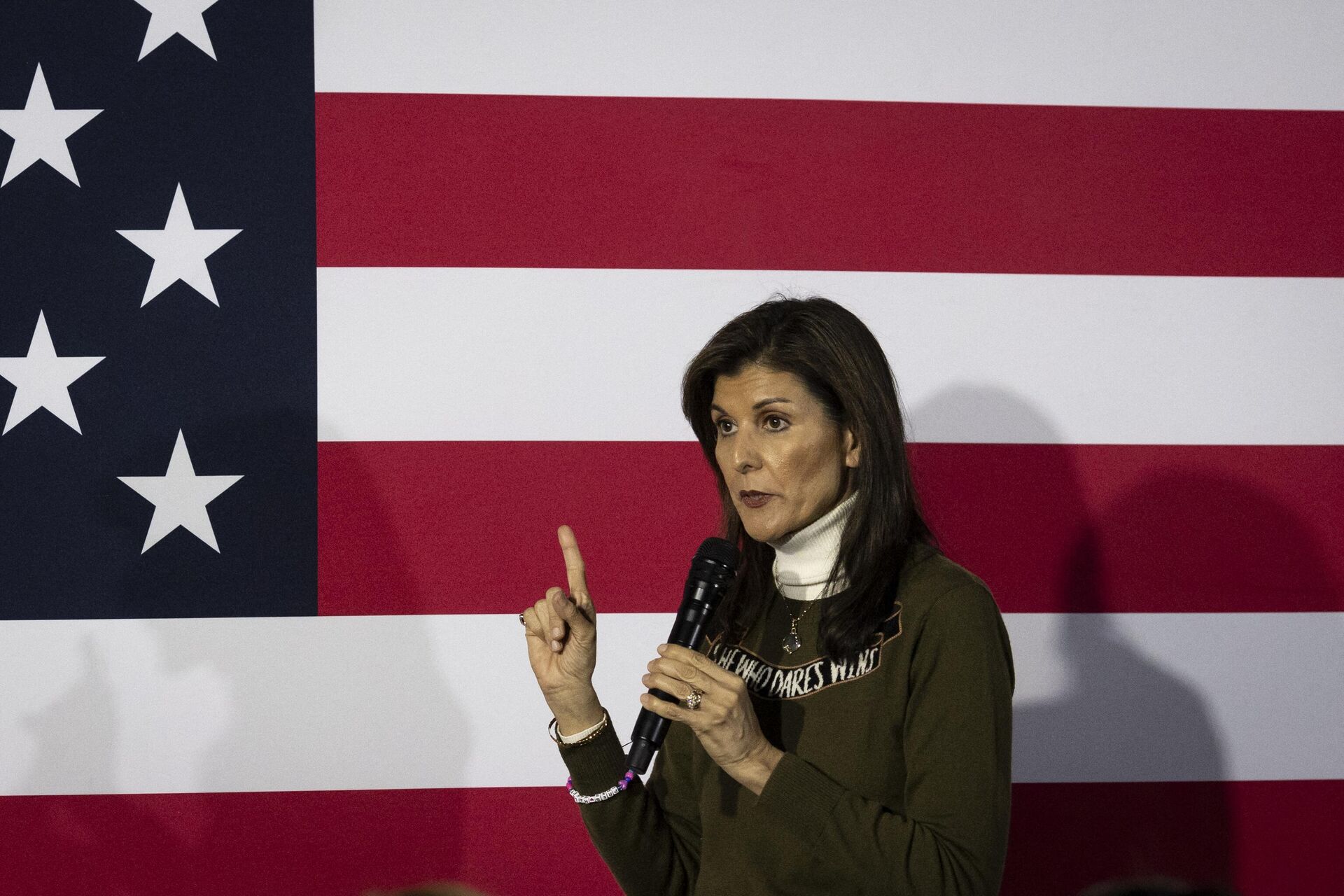 Former UN Ambassador and 2024 presidential hopeful Nikki Haley speaks at a campaign event in The James Theater in Iowa City, Iowa, on January 13, 2024. - Sputnik International, 1920, 18.01.2024