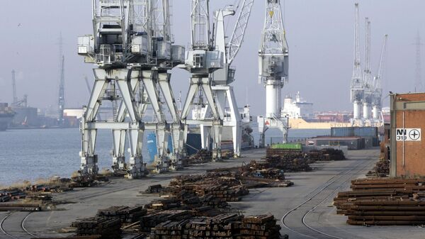 Cranes are seen at the seaport of Antwerp, Belgium.  - Sputnik International