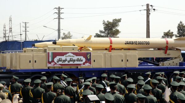 Iranian missile Kheibar Shekan on display during the annual military parade marking the anniversary of the outbreak of the devastating 1980-1988 war with Saddam Hussein's Iraq, in the capital Tehran on September 22, 2022. - Sputnik International