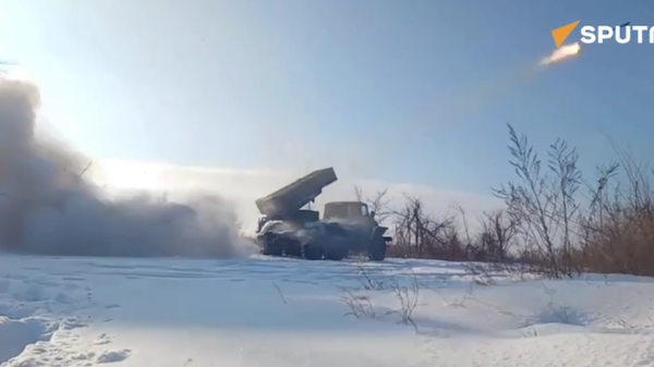 Russian Grad MLRS in combat action in special op zone - Sputnik International