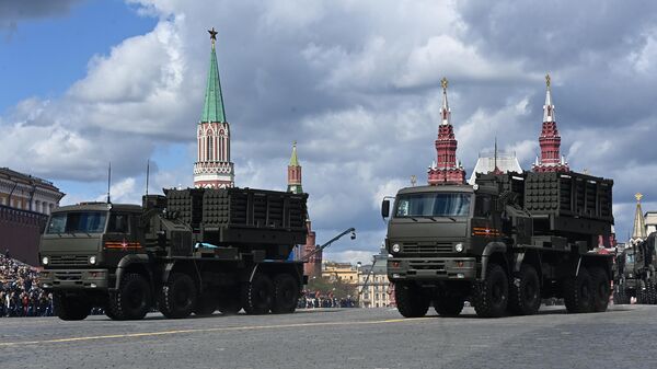 Remote mine-laying engineering systems (ISDM) seen during the rehearsal of a Victory Day Parade in Moscow. May 7, 2021. - Sputnik International