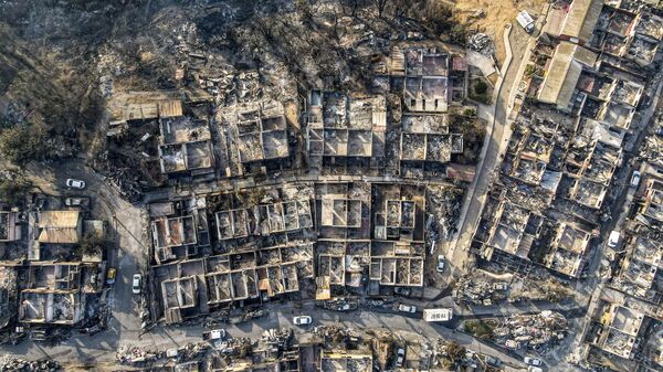 A view of homes burnt during forest fires that blazed through the El Olivar neighborhood in Vina del Mar, Chile, on Monday, Feb. 5, 2024. Areas around Vina del Mar have been among the hardest-hit by fires that broke out in central Chile three day earlier, resulting in the deaths of more than a hundred people.  - Sputnik International
