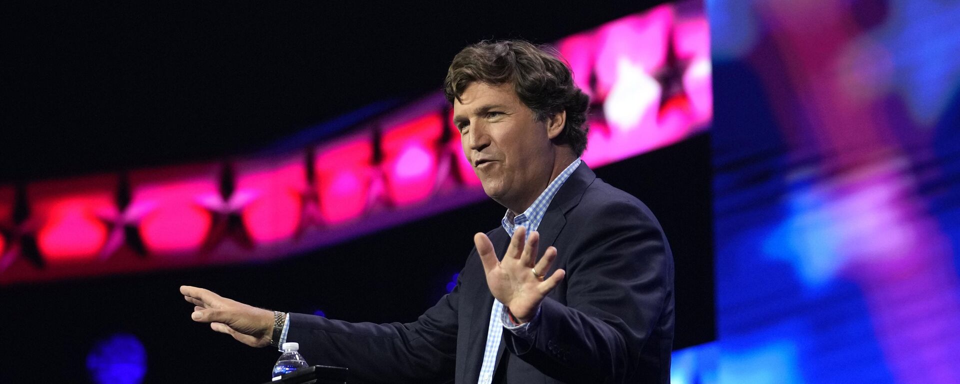 Tucker Carlson speaks at the Turning Point Action conference, Saturday, July 15, 2023, in West Palm Beach, Fla.(AP Photo/Lynne Sladky) - Sputnik International, 1920, 16.02.2024