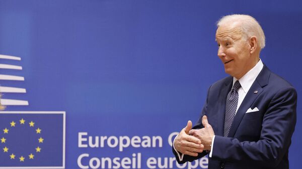 US President Joe Biden reacts at the start of the European Union (EU) summit at the EU Headquarters, March 2022. File photo. - Sputnik International