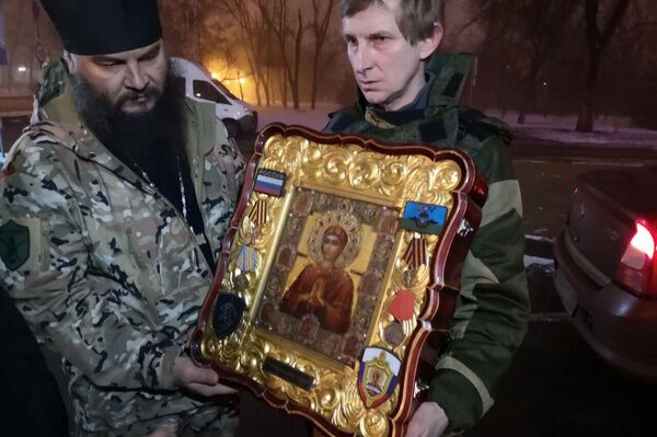 The Orthodox icon &quot;Mary Mother of God&quot;, gifted to the people of Donbass.  - Sputnik International