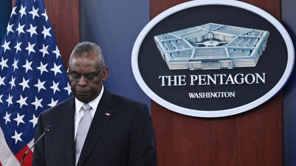 US Defense Secretary Lloyd Austin pauses while speaking during a press conference at the Pentagon in Washington, DC, on February 1, 2024. US Secretary of Defense Lloyd Austin was hospitalized again on February 11, a Pentagon spokesman said, this time for symptoms suggesting an emergent bladder issue, weeks after a previous stay he controversially kept secret.  - Sputnik International