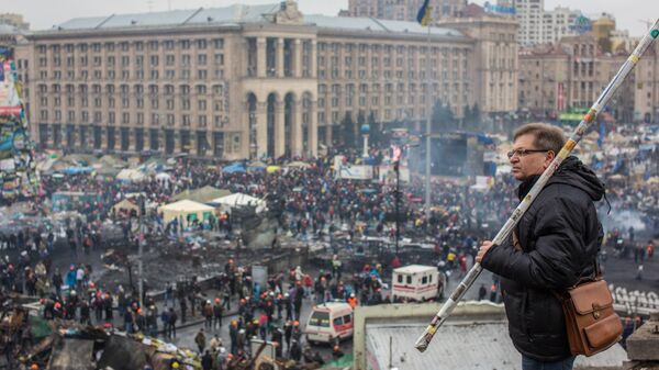 Protesters on Maidan Square in Kiev, Ukraine, in February 2014. - Sputnik International