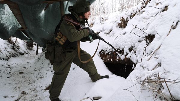 Soldier from the Pyatnashka international brigade during fighting in the Avdeyevka direction. File photo. - Sputnik International