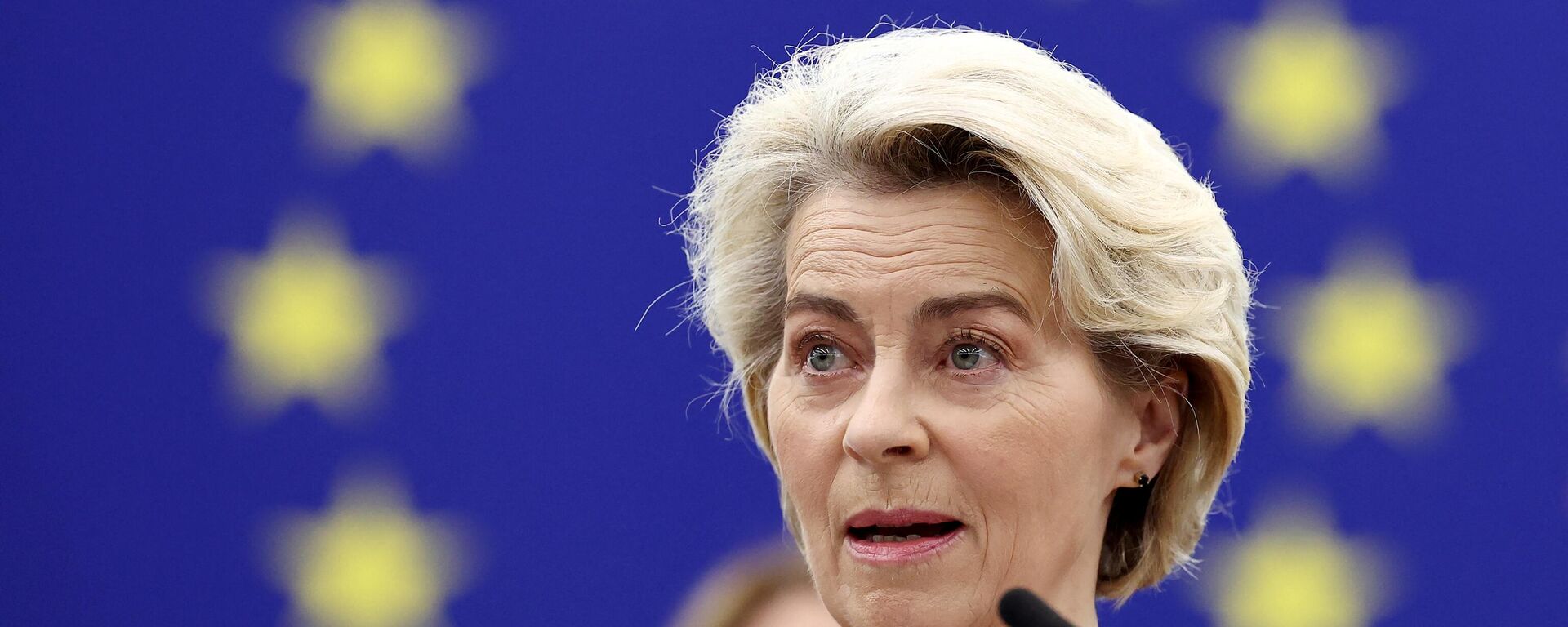 European Commission President Ursula von der Leyen speaks during a debate on the results of the latest EU summits, as part of a plenary session at the European Parliament in Strasbourg, eastern France, on February 6, 2024.  - Sputnik International, 1920, 22.02.2024