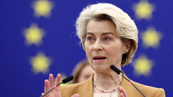 European Commission President Ursula von der Leyen speaks during a debate on the results of the latest EU summits, as part of a plenary session at the European Parliament in Strasbourg, eastern France, on February 6, 2024.  - Sputnik International