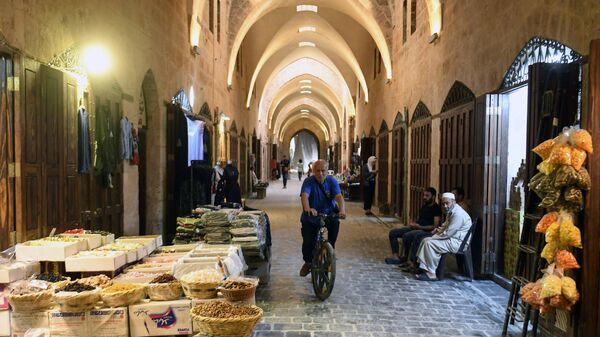 A photo shows the restored part of souk al-Saqtiyah in the old part of the city of Aleppo north of Damascus on September 18, 2023. - Sputnik International